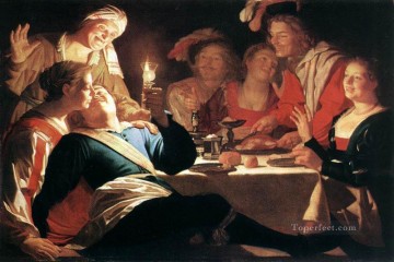  Honthorst Art Painting - The Prodigal Son 1622 nighttime candlelit Gerard van Honthorst